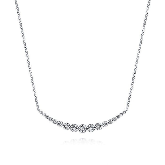 Gabriel & Co. NK6216W45JJ 14K White Gold Buttercup Set Diamond Curved Bar Necklace