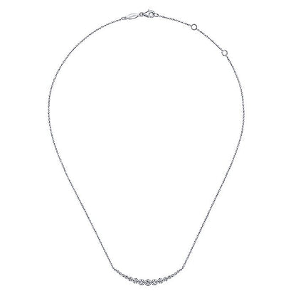 Gabriel & Co. NK6216W45JJ 14K White Gold Buttercup Set Diamond Curved Bar Necklace
