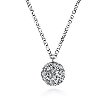 Gabriel & Co. NK6230W45JJ 14K White Gold Round Diamond Cluster Pendant Necklace