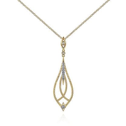 Gabriel & Co. NK6346Y45JJ 14K Yellow Gold Open Teardrop Pendant Necklace with Diamond Accents