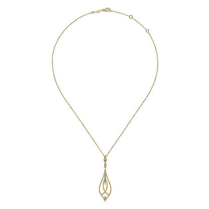 Gabriel & Co. NK6346Y45JJ 14K Yellow Gold Open Teardrop Pendant Necklace with Diamond Accents