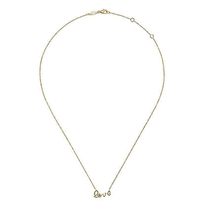 Gabriel & Co. NK6406Y45JJ 14K Yellow Gold Love Pendant Necklace with Diamond Accent