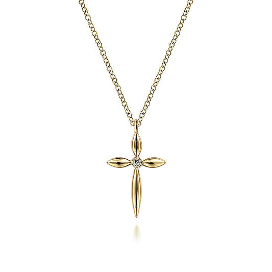 Gabriel & Co. NK6408Y45JJ 14K Yellow Gold Diamond Cross Pendant Necklace