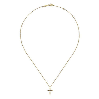 Gabriel & Co. NK6408Y45JJ 14K Yellow Gold Diamond Cross Pendant Necklace