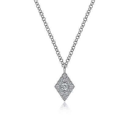 Gabriel & Co. NK6415W45JJ 14K White Gold Pavé Diamond Pendant Necklace