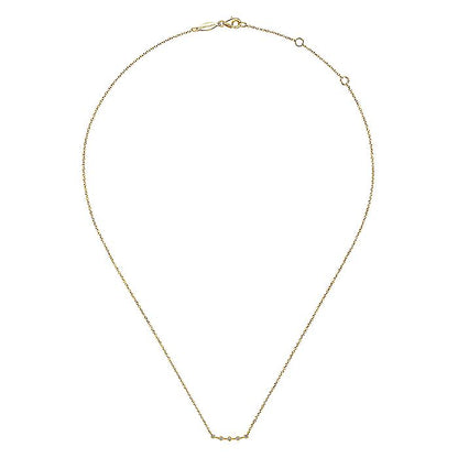 Gabriel & Co. NK6419Y45JJ 14K Yellow Gold Curved Bar Necklace with Diamond Stations