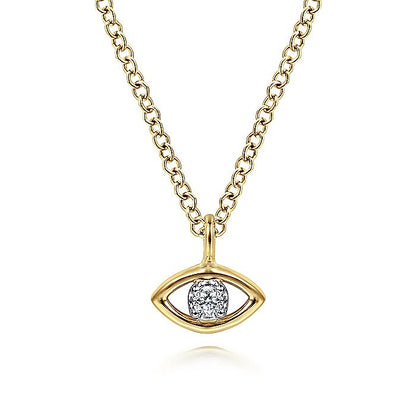 Gabriel & Co. NK6433M45JJ 14K Yellow-White Gold Diamond Eye Pendant Necklace