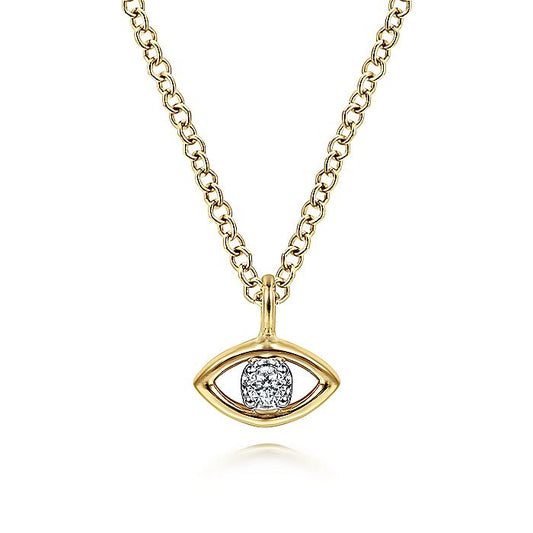 Gabriel & Co. NK6433M45JJ 14K Yellow-White Gold Diamond Eye Pendant Necklace