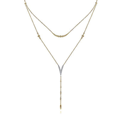 Gabriel & Co. NK6448M45JJ 18.5 Inch 14K Yellow-White Gold Pavé Diamond Chevron Y Necklace