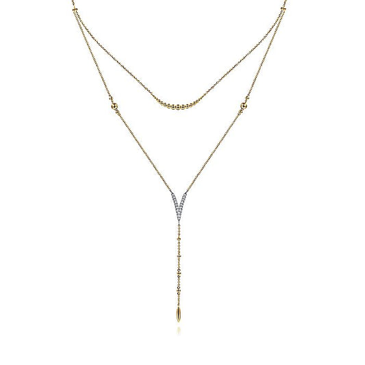 Gabriel & Co. NK6448M45JJ 18.5 Inch 14K Yellow-White Gold Pavé Diamond Chevron Y Necklace