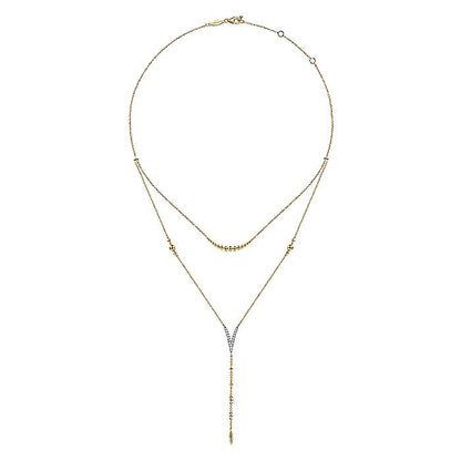 Gabriel & Co. NK6448M45JJ 18.5 Inch 14K Yellow-White Gold Pavé Diamond Chevron Y Necklace