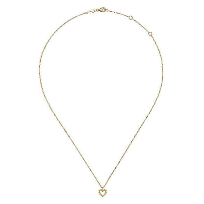 Gabriel & Co. NK6463Y4JJJ 14K Yellow Gold Bujukan Bead Open Heart Pendant Necklace