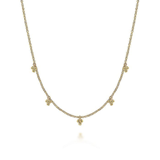 Gabriel & Co. NK6464Y4JJJ 14K Yellow Gold Chain Necklace with Bujukan Bead Drop Stations