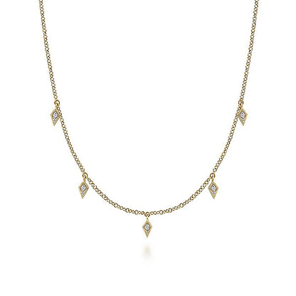 Gabriel & Co. NK6468Y45JJ 14K Yellow Gold Diamond Kite Drop Station Necklace
