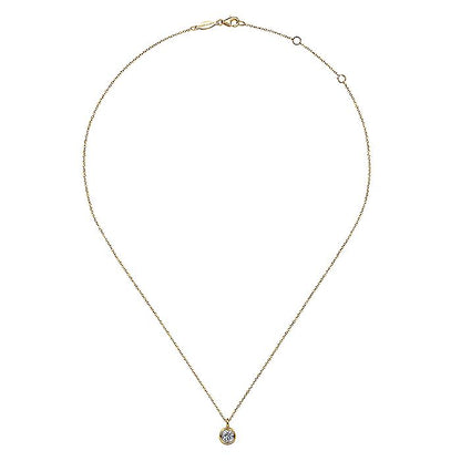 Gabriel & Co. NK6472Y4JWS 14K Yellow Gold Round Bezel Set White Sapphire Pendant Necklace