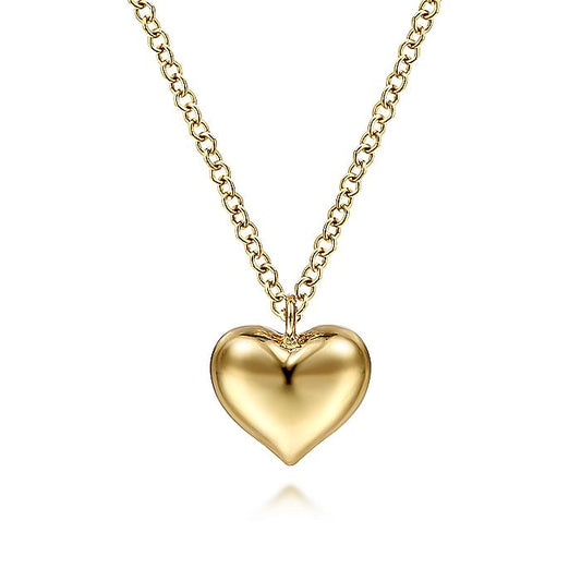 Gabriel & Co. NK6478Y4JJJ 14K Yellow Gold Puff Heart Pendant Necklace