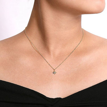 Gabriel & Co. NK6484Y45JJ 14K Yellow Gold Diamond Star Pendant Necklace