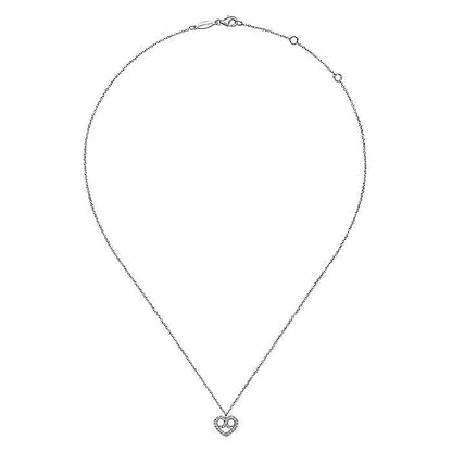 Gabriel & Co. NK6488W45JJ 14K White Gold Diamond Pavé Pretzel Heart Pendant Necklace