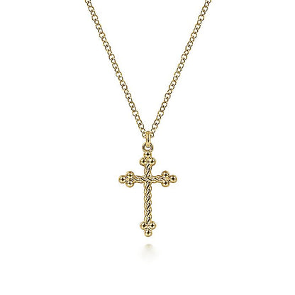 Gabriel & Co. NK6492Y4JJJ 14K Yellow Gold Twisted Rope Cross Pendant Necklace
