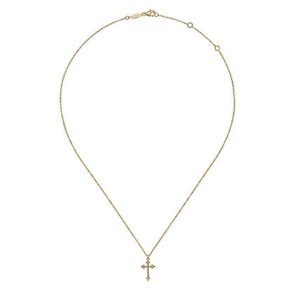 Gabriel & Co. NK6492Y4JJJ 14K Yellow Gold Twisted Rope Cross Pendant Necklace
