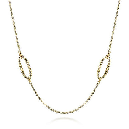 Gabriel & Co. NK6546Y4JJJ 32 inch 14K Yellow Gold Bujukan Bead Oval Station Necklace