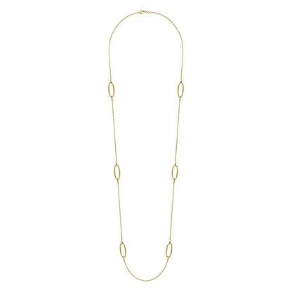 Gabriel & Co. NK6546Y4JJJ 32 inch 14K Yellow Gold Bujukan Bead Oval Station Necklace