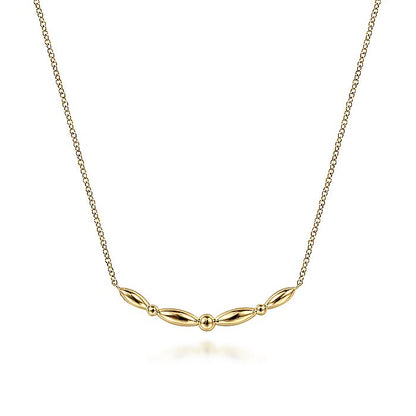 Gabriel & Co. NK6552Y4JJJ 14K Yellow Gold Beaded Curved Bar Necklace