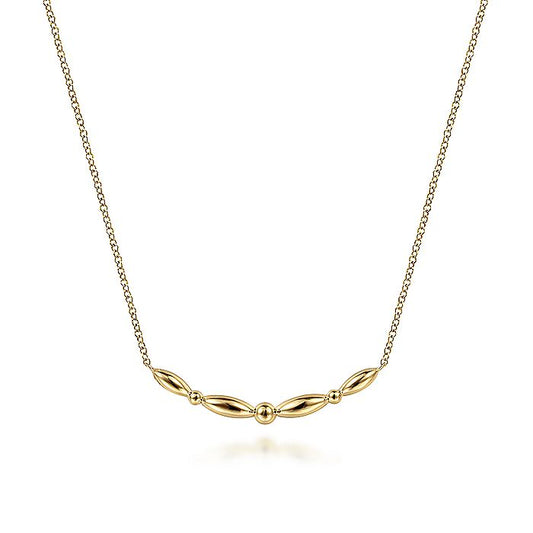 Gabriel & Co. NK6552Y4JJJ 14K Yellow Gold Beaded Curved Bar Necklace