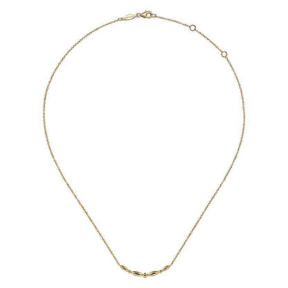 Gabriel & Co. NK6552Y4JJJ 14K Yellow Gold Beaded Curved Bar Necklace