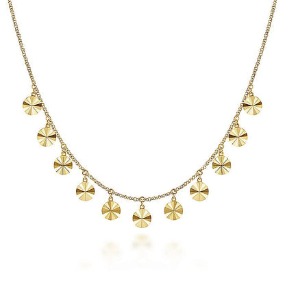 Gabriel & Co. NK6556Y4JJJ 14K Yellow Gold Disc Drops Necklace