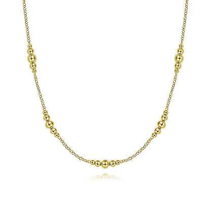 Gabriel & Co. NK6559Y4JJJ 14K Yellow Gold Graduated Bujukan Bead Station Necklace