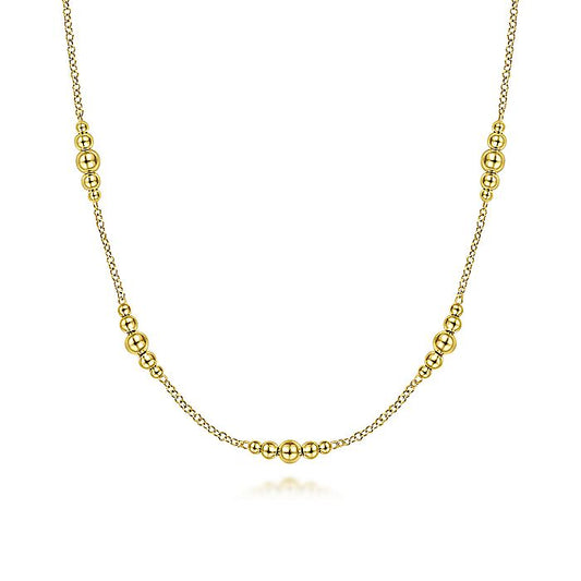 Gabriel & Co. NK6559Y4JJJ 14K Yellow Gold Graduated Bujukan Bead Station Necklace