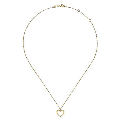Gabriel & Co. NK6561Y4JJJ 14K Yellow Gold Bujukan Beaded Open Heart Pendant Necklace