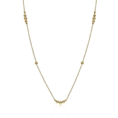 Gabriel & Co. NK6573-28Y4JJJ 28 inch 14K Yellow Gold Graduating Bujukan Bead Station Necklace