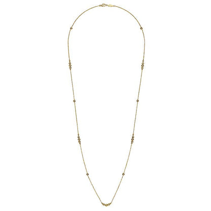 Gabriel & Co. NK6573-28Y4JJJ 28 inch 14K Yellow Gold Graduating Bujukan Bead Station Necklace