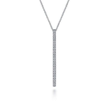 Gabriel & Co. NK6581W45JJ 14K White Gold Diamond Pavé Bar Pendant Necklace