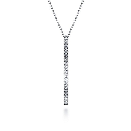 Gabriel & Co. NK6581W45JJ 14K White Gold Diamond Pavé Bar Pendant Necklace
