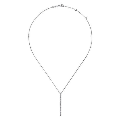 Gabriel & Co. NK6581W45JJ 14K White Gold Diamond Pavé Bar Pendant Necklace