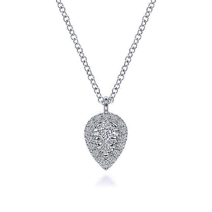 Gabriel & Co. NK6586W45JJ 14K White Gold Inverted Teardrop Diamond Pendant Necklace