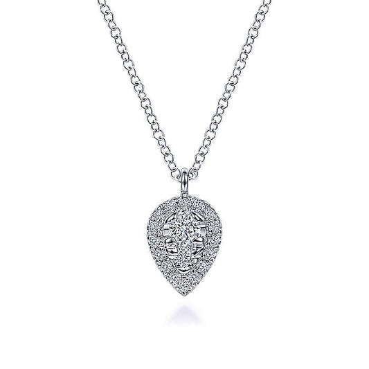 Gabriel & Co. NK6586W45JJ 14K White Gold Inverted Teardrop Diamond Pendant Necklace