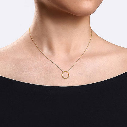 Gabriel & Co. NK6603Y4JJJ 14K Yellow Gold Open Circle Pendant Necklace