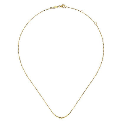 Gabriel & Co. NK6637Y4JJJ 14K Yellow Gold Graduating Bujukan Bead Curved Bar Necklace