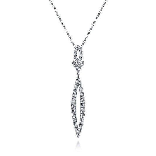 Gabriel & Co. NK6652W45JJ 14K White Gold Diamond Lariat Necklace