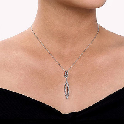 Gabriel & Co. NK6652W45JJ 14K White Gold Diamond Lariat Necklace