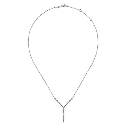 Gabriel & Co. NK6654W45JJ 14K White Gold Diamond Station Y Necklace