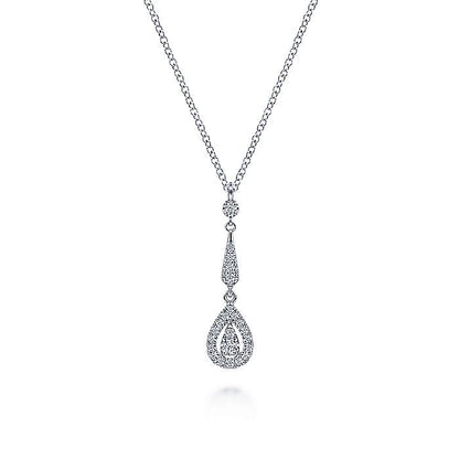 Gabriel & Co. NK6679W45JJ Vintage 14K White Gold Diamond Pendant Necklace