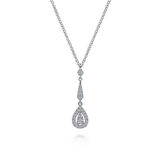 Gabriel & Co. NK6679W45JJ Vintage 14K White Gold Diamond Pendant Necklace