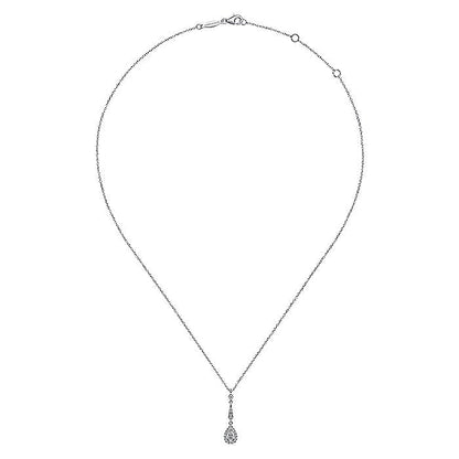 Gabriel & Co. NK6679W45JJ Vintage 14K White Gold Diamond Pendant Necklace