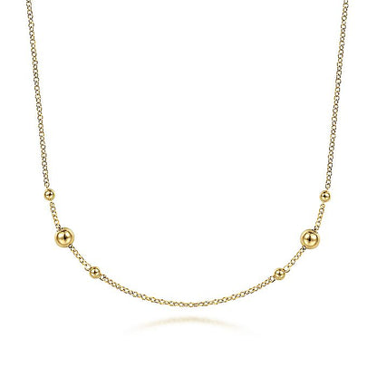 Gabriel & Co. NK6701Y4JJJ 17.5 Inch 14K Yellow Gold Bujukan Bead Station Necklace
