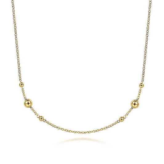 Gabriel & Co. NK6701Y4JJJ 17.5 Inch 14K Yellow Gold Bujukan Bead Station Necklace